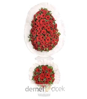 Kırmızı Gerbera Çift Kat Çelenk