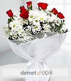 Kırmızı Gül ve Papatya Buketi