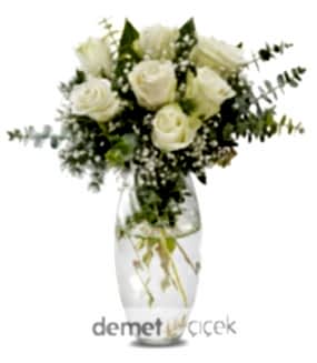 Vazoda Beyaz Güller(7 adet)