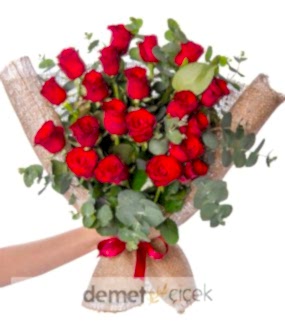 Jüt Kumaşta 20'li Kırmızı Gül