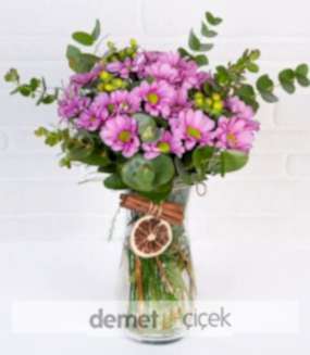 Cam Vazoda Pembe Papatya